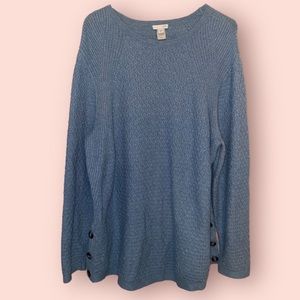 J. Jill women’s XL blue knit sweater with side buttons